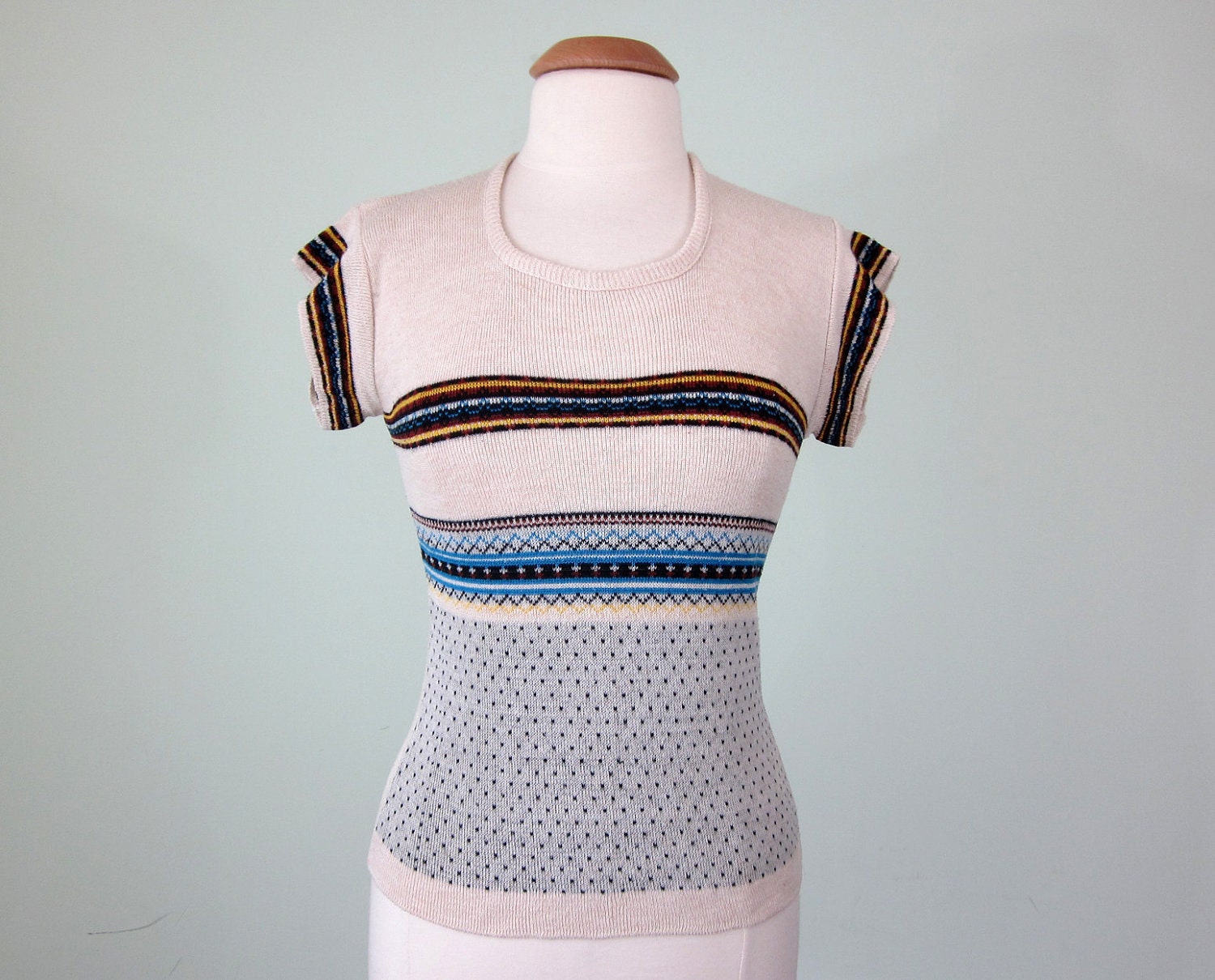 70s sweater / striped ethnic knit xs s