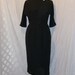 Oh My Black Smokin Hot 50s - 60s Jet Black Crepe Wiggle Dress Madmen Rhinestone Neck size Medium