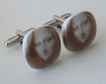 Mona Lisa Cufflinks - Fused glass