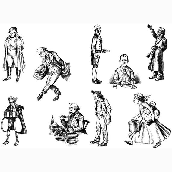 Rubber Stamps Nine PEOPLE Unusual WEIRD Funny Unmounted