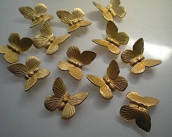 12 brass butterfly charms