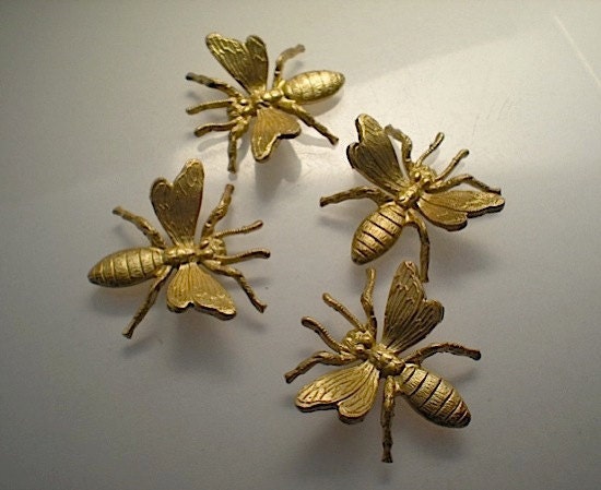 4 large brass bee charms