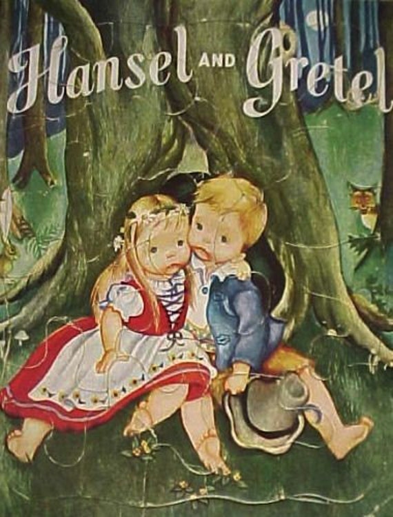 4 Vintage 1950s Playskool Nursery Rhyme Puzzles Puss in Boots