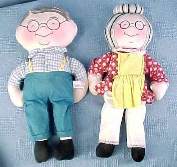 Vintage 1960s Grandpa and Grandma Cloth Dolls Sears Joyce