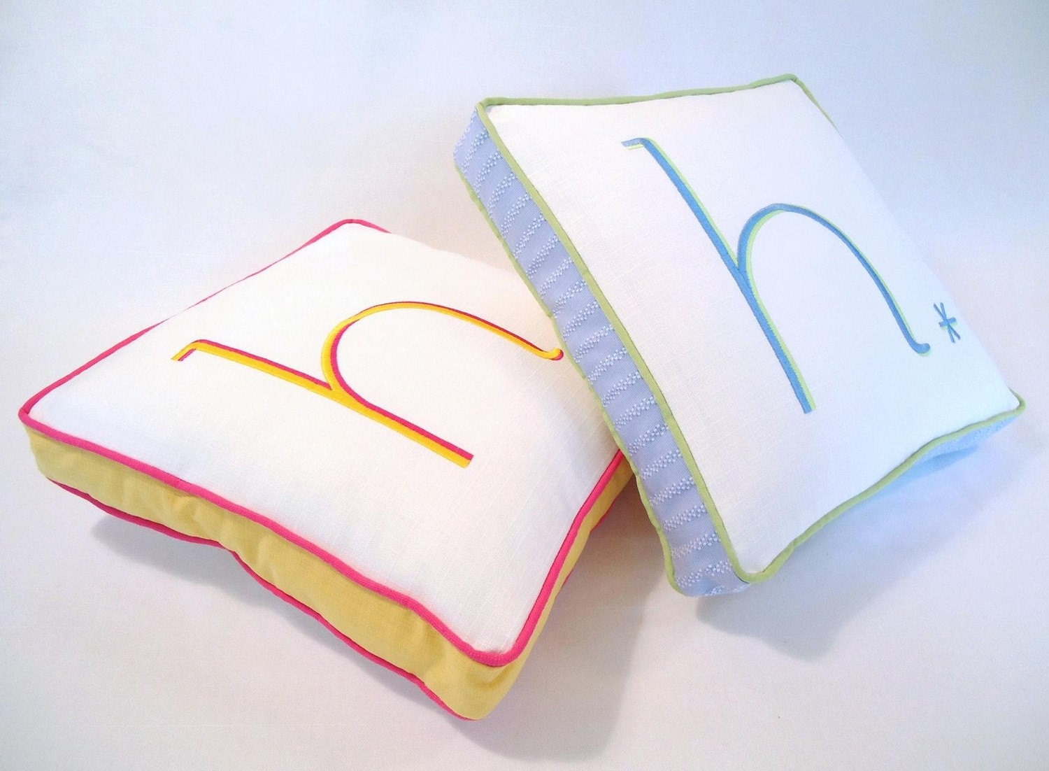 embroider monogram pillow children babies adult nursery