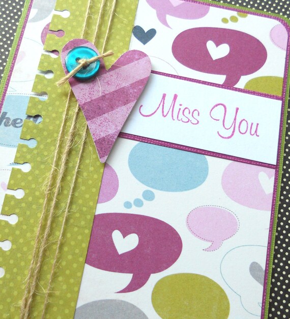 Heavy Heart Handmade Miss You Card With By Sewcolorfuldesigns