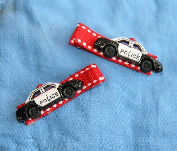 Police Car Hair Clip Set