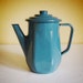 SALE vintage French enamelware coffee pot, art deco graniteware from France, lovely speckled turquoise