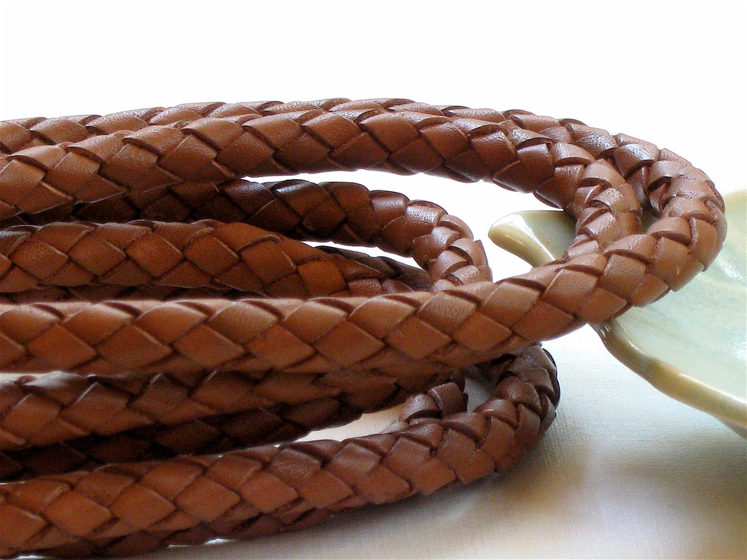 6mm Leather BOLO cord in Light Brown . 12 inches . High