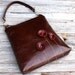 LAST ONE - Leather Handbag - Shoulder Sling - Deep Red Poppy Blooms on Redwood
