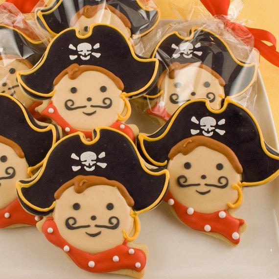 Pirate Sugar Cookies (12 Favors, Bagged and  Bowed)