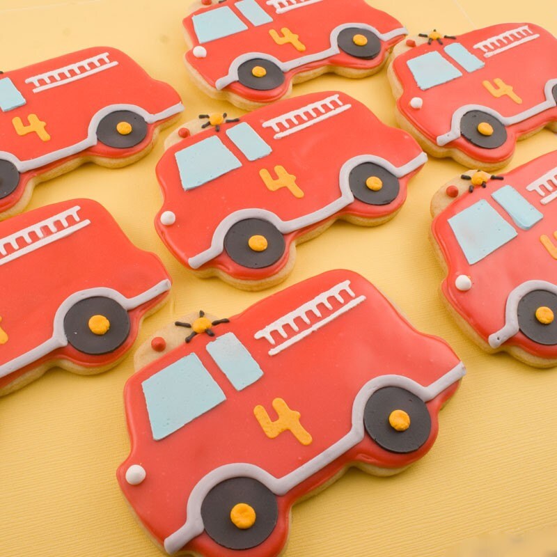 Fire Engine / Fire Truck Cookies 12 Decorated Sugar Cookie