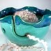 Ruffled Yarn Bowl, Blue and Turquoise Glaze, Handmade Stoneware Pottery