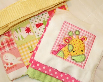 Minky Appliqued Blanket kit "Too, Too Cute Jungle"