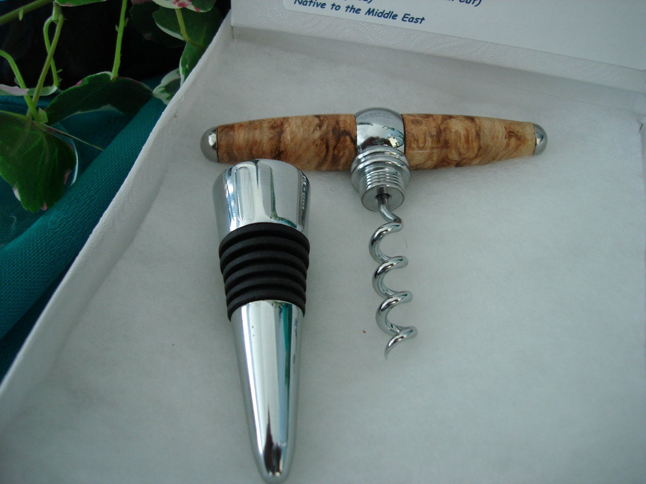 Wine Bottle Stopper THandle with Corkscrew Exotic Turned