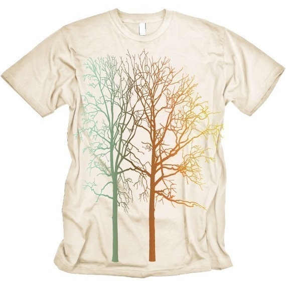 Two TREES TShirt FALL COLORS Graphic Tee by CritterJitters