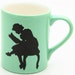 Old Fashioned Girl Reading Book Mug in Seafoam Green