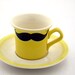 Mustache Moustache Teacup and Saucer Kiln Fired