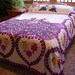 Beautiful chenille double peacock bedspread - white background- vivid colors 103X88