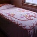 SALE 50's Chenille twin bedspread in peach and browns with flowers
