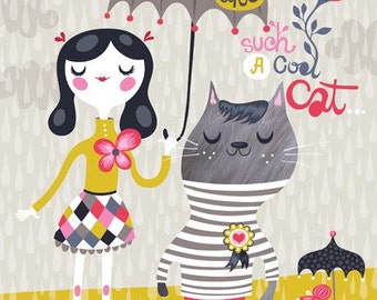 such a cool cat - limited edition giclee print of an original illustration (8 x 10 in)