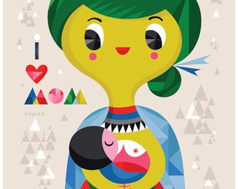 MOM LOVE - limited edition giclee print of an original illustration (8 x 10 in)