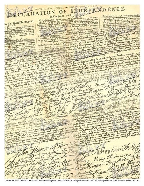 Declaration of Independence Full Sheet of Authentic Images