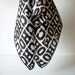 70s Echo silk scarf - black and white with red logo - hand rolled edge - designer silk scarf 1970s