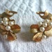 Trifari Gold Leaves & Pearls Earrings - VINTAGE JEWELRY - F-R-E-E Shipping on Jewelry