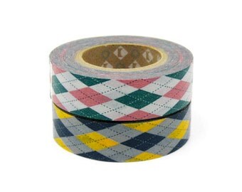 mt Washi Masking Tape - Pink & Yellow Argyle - Set 2 (15m rolls)