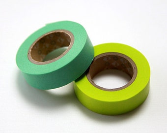 mt Washi Masking Tape - Mint & Lime Green - Set 2 (15m rolls)