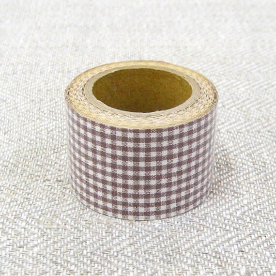 Classiky Fabric Masking Tape Brown Gingham Check by craftyjapan