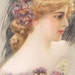 1907 Amazing Pansy Lady Lithograph