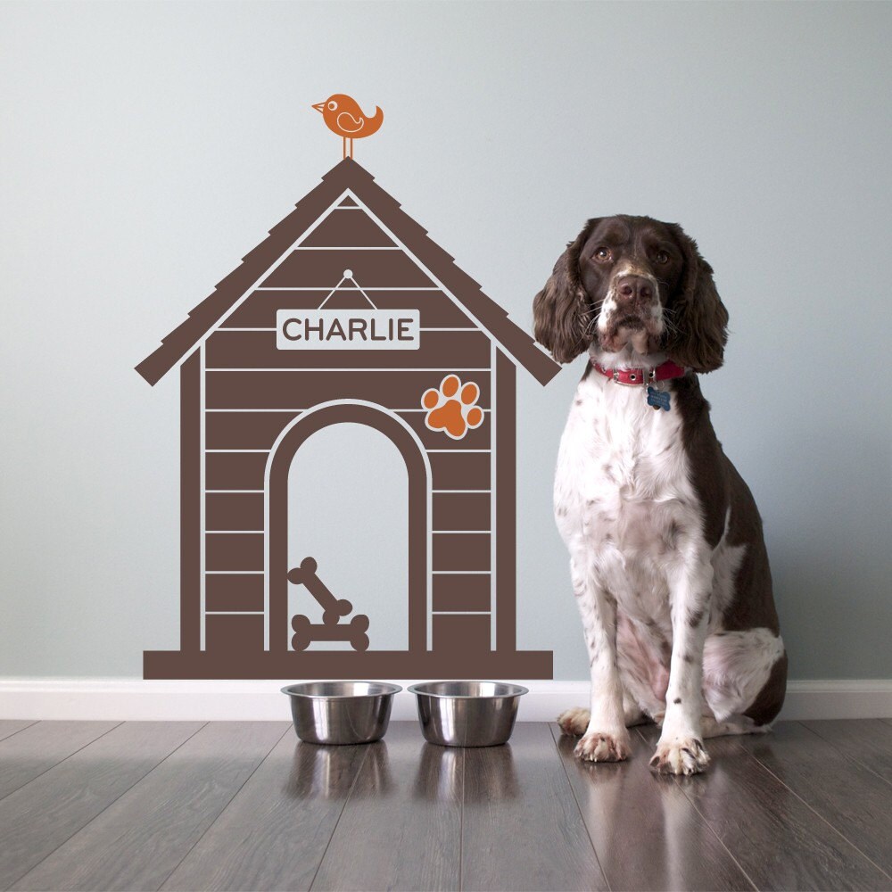 Dog House Name Wall Decal Personalized Pet Room Sign Puppy