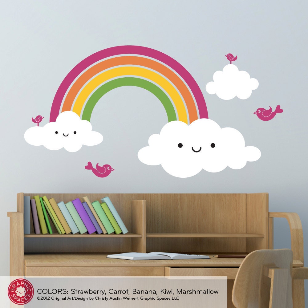 Nursery Happy Rainbow Wall Decal Kids Rainbow by 