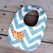Natural blue with cream chevron unisex baby bib
