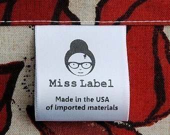 100 sew-in soft Satin Clothing labels custom printed in USA