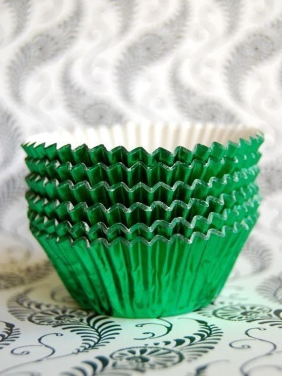 Grass Green Fancy Foil Cupcake Liners 45 by CupcakeSocial on Etsy