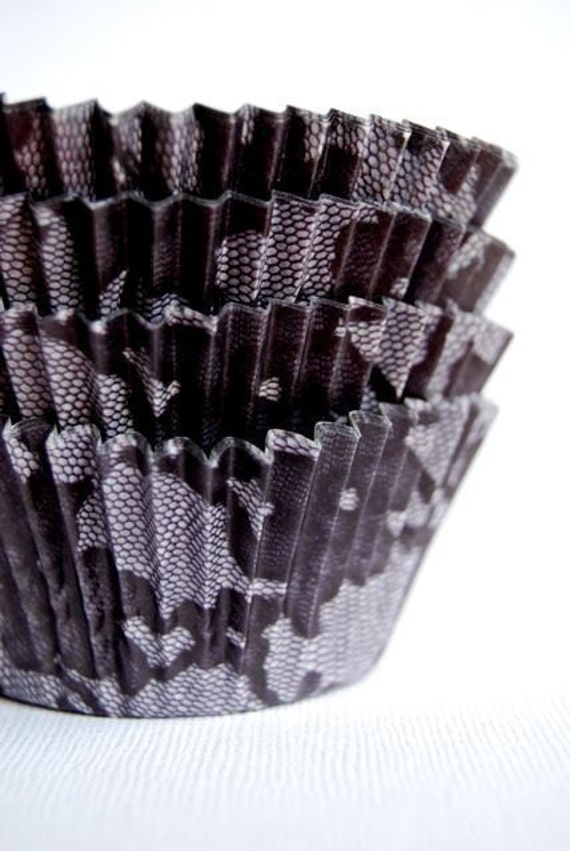 Black Lace Designer Cupcake Liners 50 by CupcakeSocial on Etsy