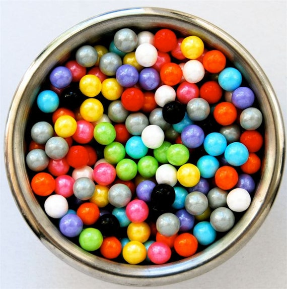 Rainbow Colored Pearl Candy Beads Edible Cupcake by CupcakeSocial