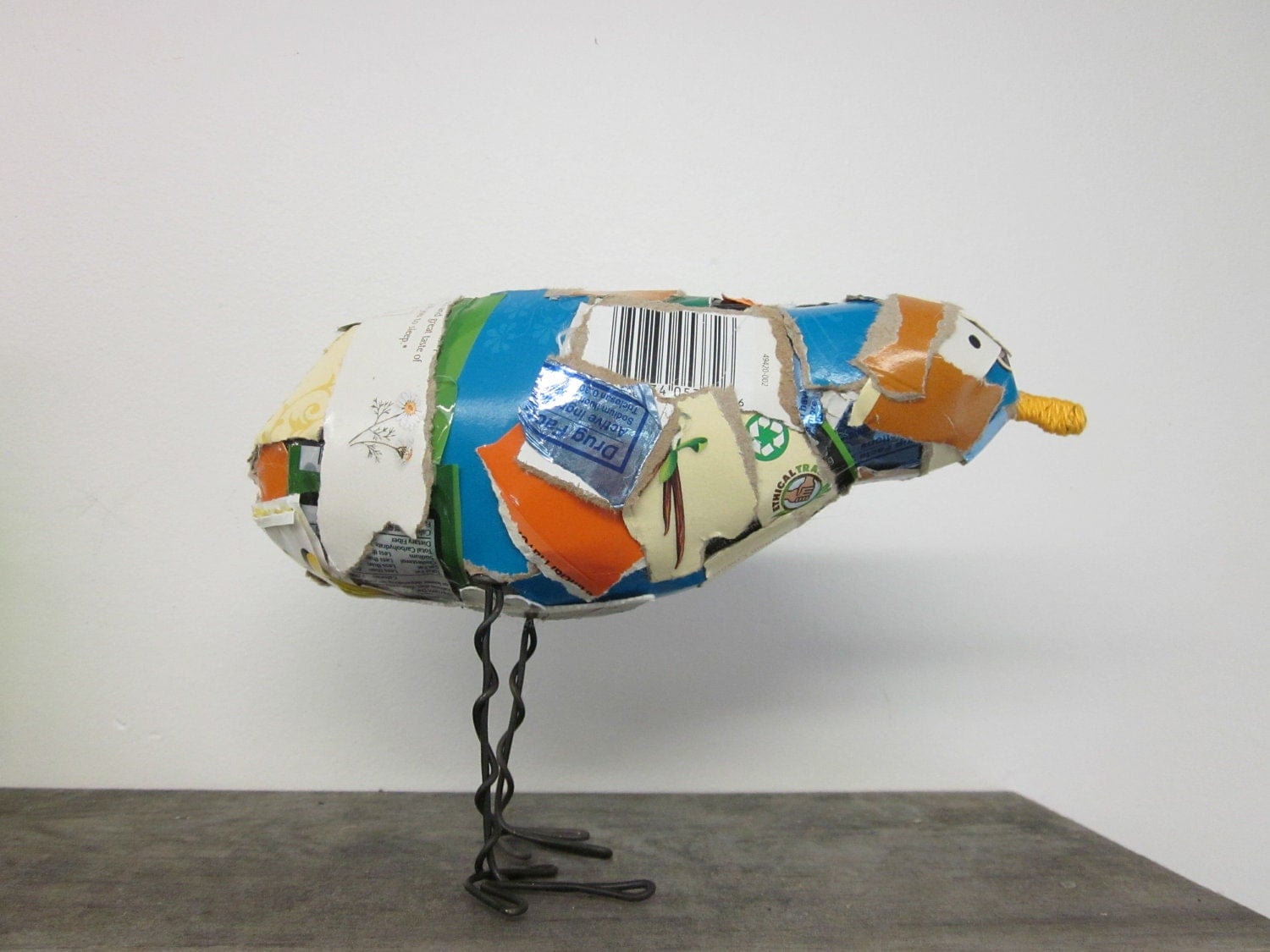 Recycled Trash Bird Sculpture Seven by CharestStudios on Etsy