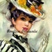 Big Hat Lady Reproduction Cotton Fabric Art Print 5X7" Inches NEW Applique