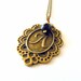 Initial jewelry. Monogram necklace. Mother's Day. Bronze gold tone with old black Czech glass bead. Letter A.