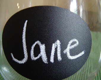 12 Small Oval Chalkboard Labels, Chalkboard Stickers, Chalkboard Wine Glass Labels - Vinyl Chalkboard Labels Self Adhesive - 2.5 inch