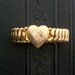 Etched Bird, Puffed Heart Expanding Bracelet 1946 Bigney Lady Launton //// RESERVED////
