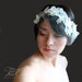 bridal french country lace head band and detach mini tulle veil- HELENA