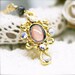 Reserved - Bejewel mirror necklace - cat eye glass cabochon
