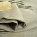 Pure Linen Bath Sheet - Grey with Black stripes Organic Linen Bath Towel.