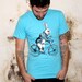 American Apparel t shirt - Bike - Rabbit on a Bike - AMERICAN APPAREL TSHIRT aqua - Available in xs s m l and xl- Complimentary Shipping