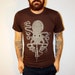 Octopus on a Bike - American Apparel - Brown - TShirt - FREE SHIPPING - Available in XS, S, M, L and XL